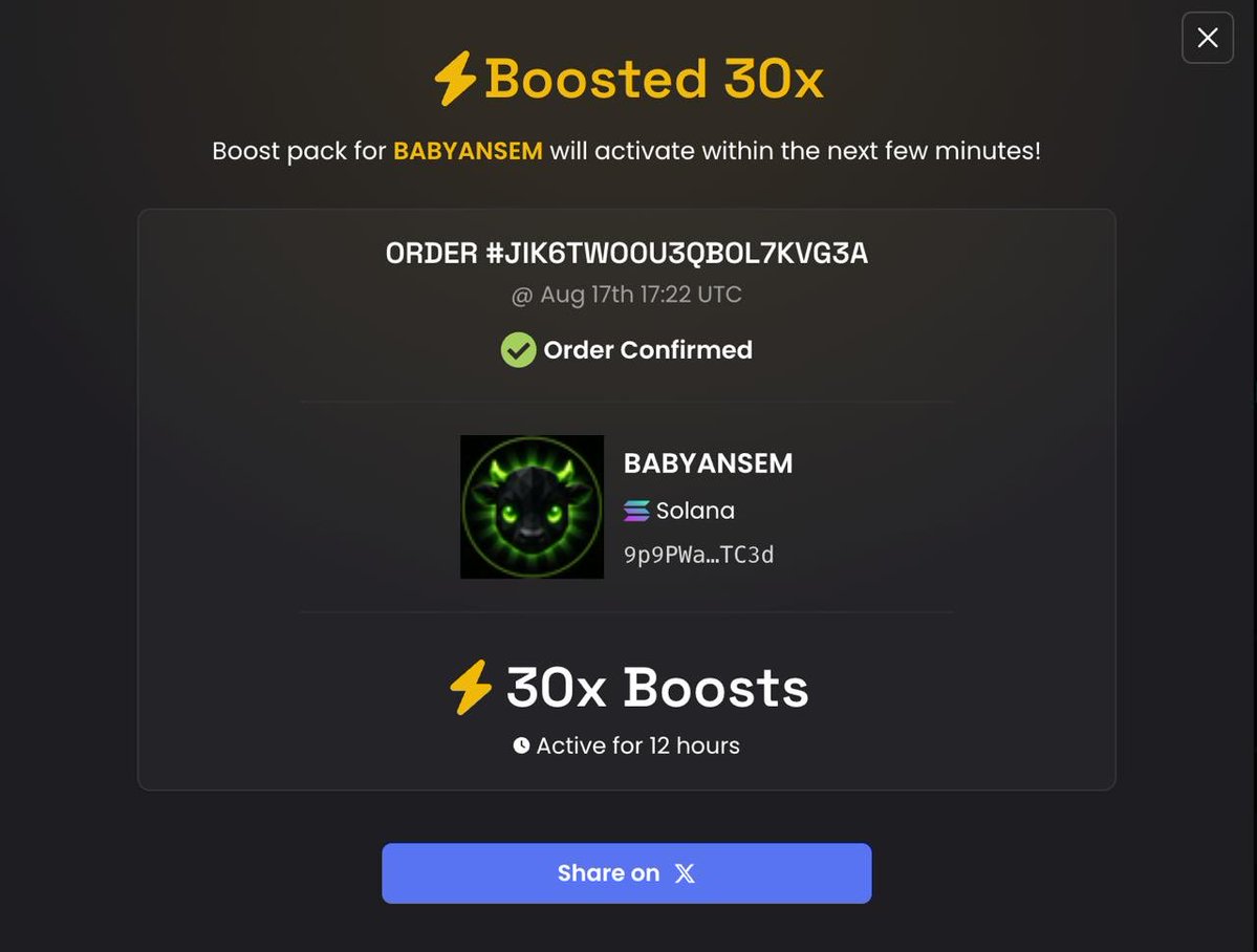 BabyAnsemSF's tweet photo. $BABYANSEM BOOSTED ! ⚡️ https://t.co/2TO7UJPV9o