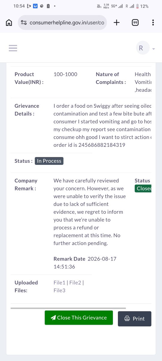 raiggg2's tweet photo. After Consumer court the said to me I have less evidence I have more evidence to contamination food proof I am uploading this to e jagriti portal see u there @SwiggyCares #swiggychorhai @jaagograhakjago https://t.co/hHHJ40PtyZ