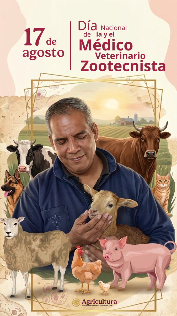 Agricultura_mex's tweet photo. Hoy celebramos a quienes cuidan la salud animal y fortalecen la soberanía alimentaria de México. 

Gracias, Médicas y Médicos Veterinarios Zootecnistas, por su vocación y compromiso con el campo. 🇲🇽 https://t.co/Ccrtwsqxzg