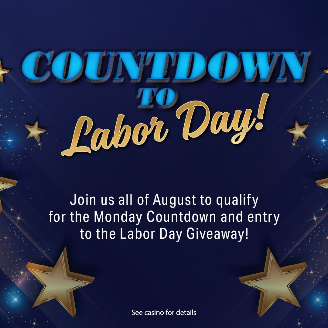 kootenaicasino's tweet photo. Labor Day is right around the corner! Join us all of August to qualify for the monday countdown and entry to the Labor Day Giveaway! 🎰 Only at Kootenai Casino and Spa! 💸
#KootenaiRiverInnCasino #KRI #WinAtTheInn #Casino #UntamedJackpots https://t.co/3v1qFOeDwS