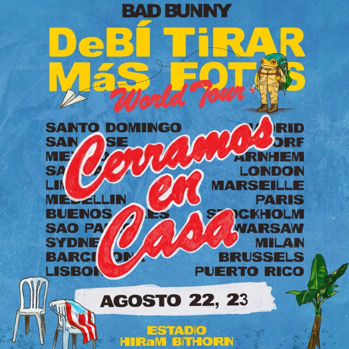 BadBunnyBrasil's tweet photo. AGORA É OFICIAL!

Bad Bunny anuncia últimos shows da 'DeBÍ TiRAR MáS FOToS World Tour' para os dias 22 e 23 de agosto em Porto Rico, no Estádio Hiram Bithorn. 🇵🇷 https://t.co/MVL4rRgemM