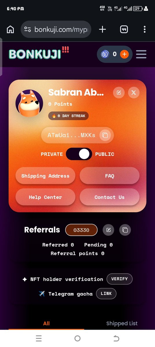sabran87278's tweet photo. @bonk_inu @BONKUJI_inu Done everything as asked ✅
This is the screenshot of my profile https://t.co/njupfpRah7
