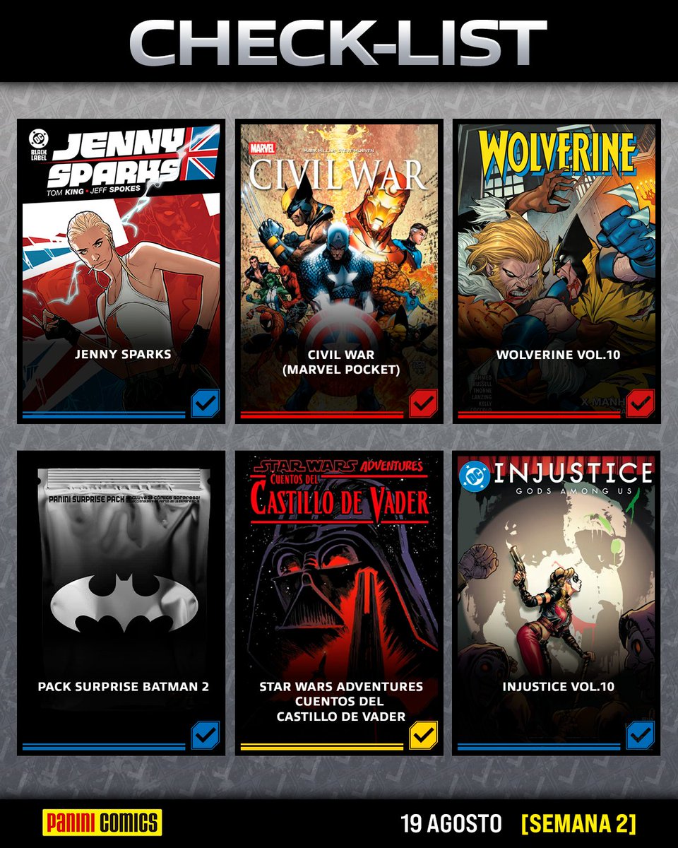 PaniniComicsMx's tweet photo. Ha llegado el check-list de la 3�� semana. ¡Afila tus sentidos, mantén la guardia alta y no dejes escapar ningún título! https://t.co/wEbRI5kg7d
