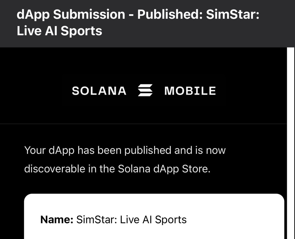 SimStarAI's tweet photo. On the final round of Seeker Summer , a new industry leader emerged 
SimStar is now available on the Solana dApp Store! https://t.co/eYnwr82fHD