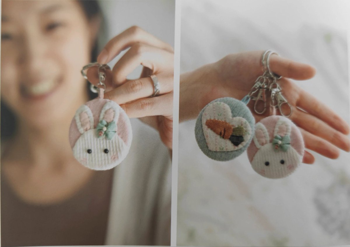 Flo484's tweet photo. Made a cute fabric bunny keychain with leftover cloth scraps  Perfect little handmade touch for my bag! Check out the quick stitch steps I took! https://t.co/UdU2qd6hZa