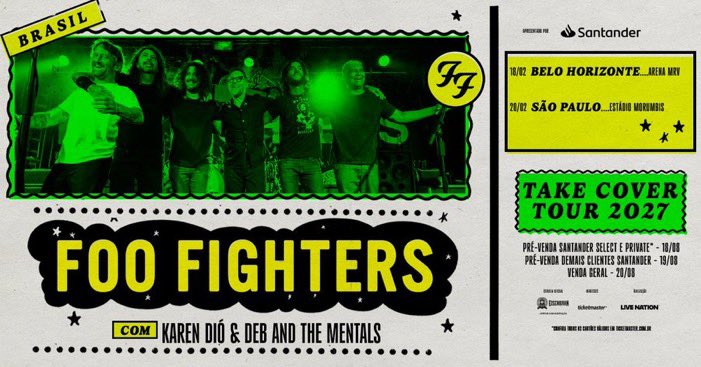 Daven8fs's tweet photo. BRASIL!!! 🇧🇷 The pre-sale is happening now! 
Use code: EVERLONG

18 February 2027
Belo Horizonte, Brasil
Arena MRV
https://t.co/4maOpAEiw8

20 February 2027
São Paulo, Brasil
Estatdio MorumBIS
https://t.co/pMVQ7XExc9 https://t.co/RlRlUNvsOq