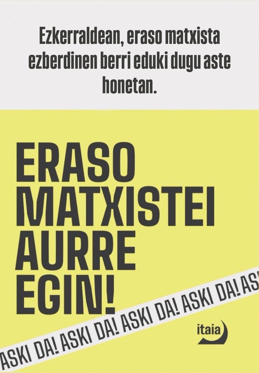 itaia_ezk's tweet photo. 🟡ADI!

Ezkerraldean, eraso matxista ezberdinen berri eduki dugu aste honetan.

Alde batetik, Portugaleteko jaietan gutxienez eraso matxista bat izan da, gizon batek ukituak egin dizkio emakume bati.
Bestetik, neska adingabe bat bortxatzeagatik 4 gizonezko atxilotu dituzte, + https://t.co/ydFQ2V0req