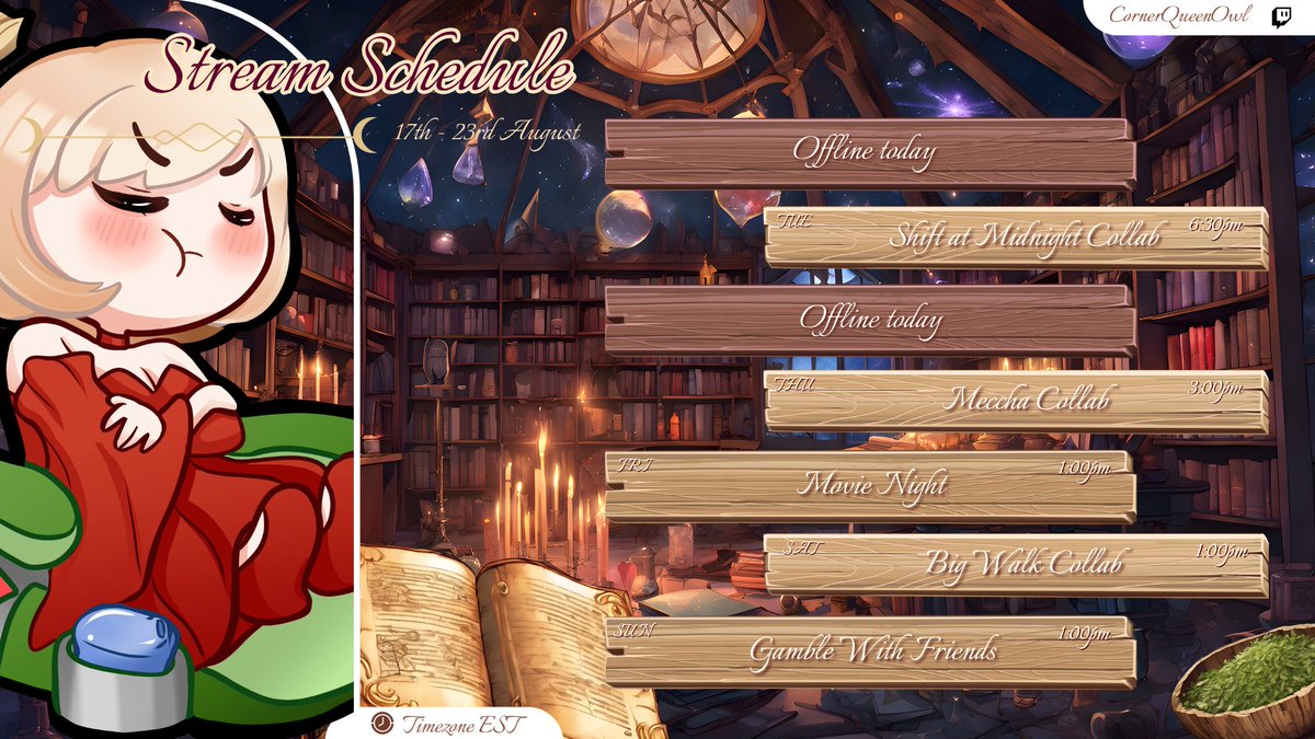 CornerQueenOwl's tweet photo. IM NOT LATE YOU ARE!!!! Ahem, anywhoozle, here is the schedule for this week!! https://t.co/f0FSuxtfgv