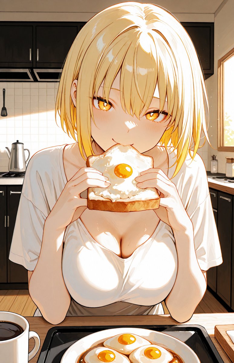 MinatoAIStudio's tweet photo. おはよ～☀️
朝ごはんはしっかり食べる派です🍳🍞
……服？まだ朝だからいいのっ🤣

Good morning ☀️
Breakfast first 🍳🍞
Don't look at my lazy outfit 😂

#AIイラスト #AIart #オリジナルキャラ #OC https://t.co/6X0UO5v4fi