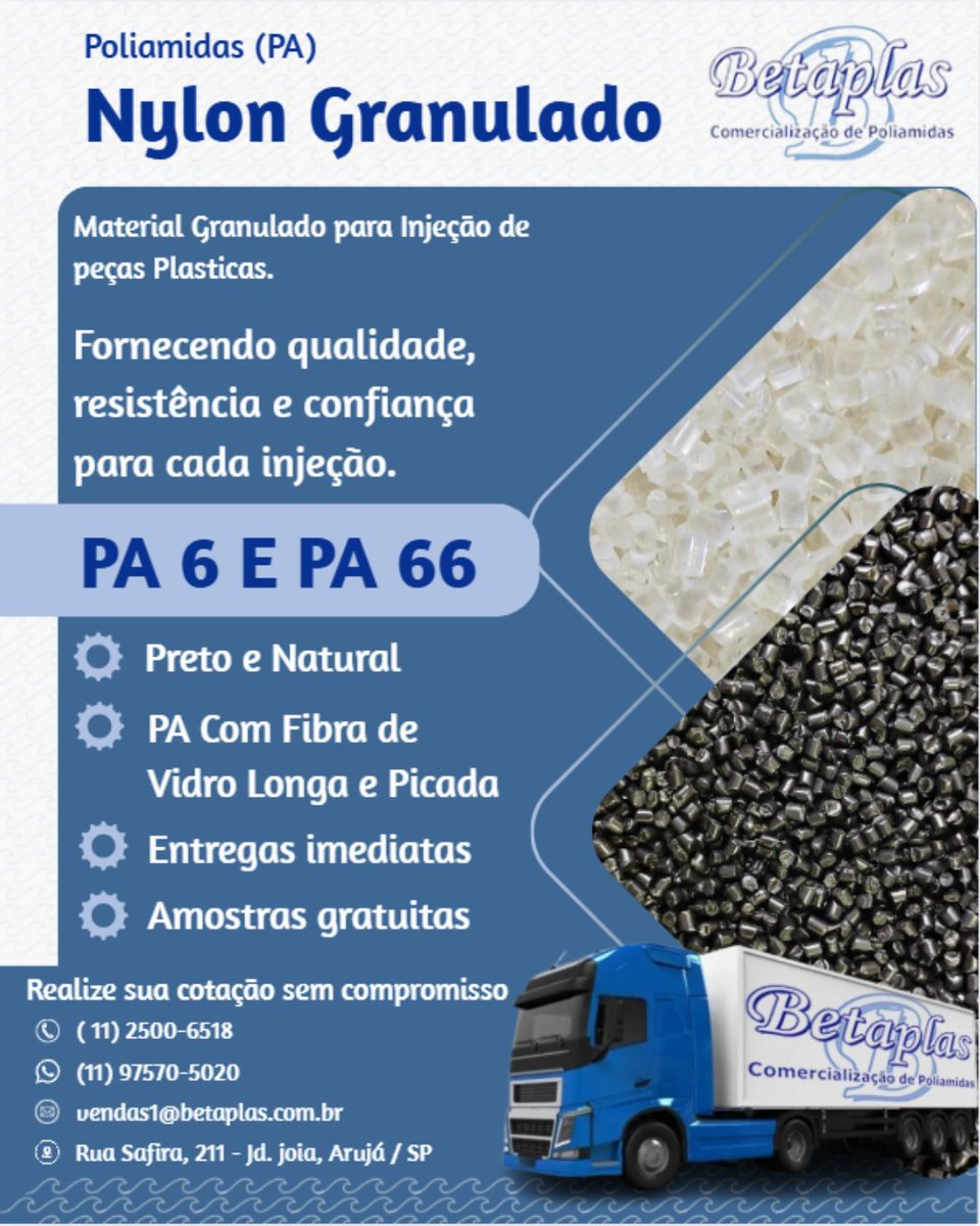 BETAPLAS's tweet photo. Na Betaplas, você encontra matéria-prima de alta qualidade para atender as necessidades da sua produção, com agilidade e segurança.

✅ Fornecemos amostras gratuitas de até 10 kg para homologação e testes.
✅ Entregas imediatas para todo o Brasil. https://t.co/mi2eoUgJCs