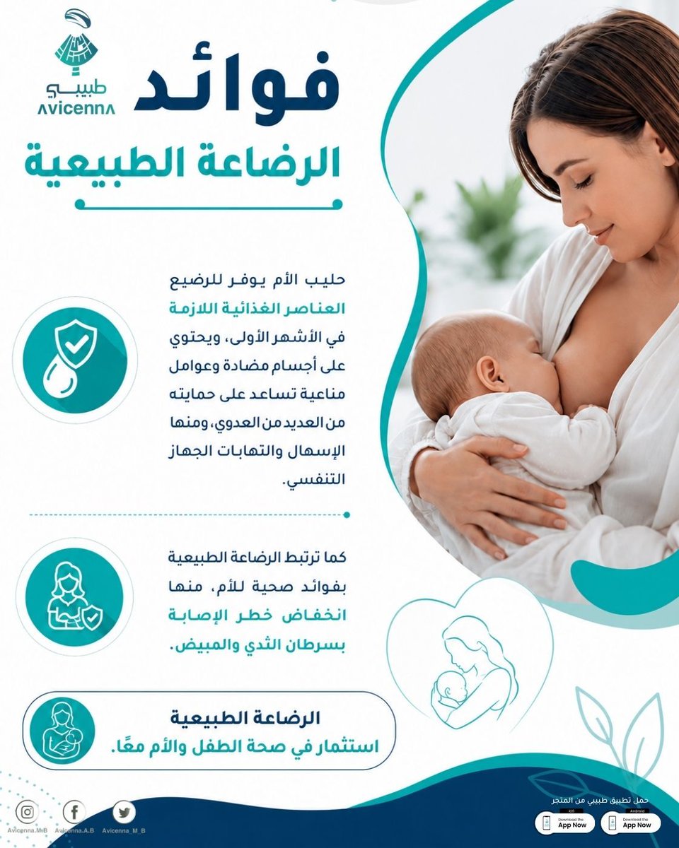 Avicenna_M_B's tweet photo. فوائد الرضاعة الطبيعية

#طبيبي 
#تطبيق_طبيبي 
#ابن_سينا_الطبي https://t.co/Llqoyx3mkt