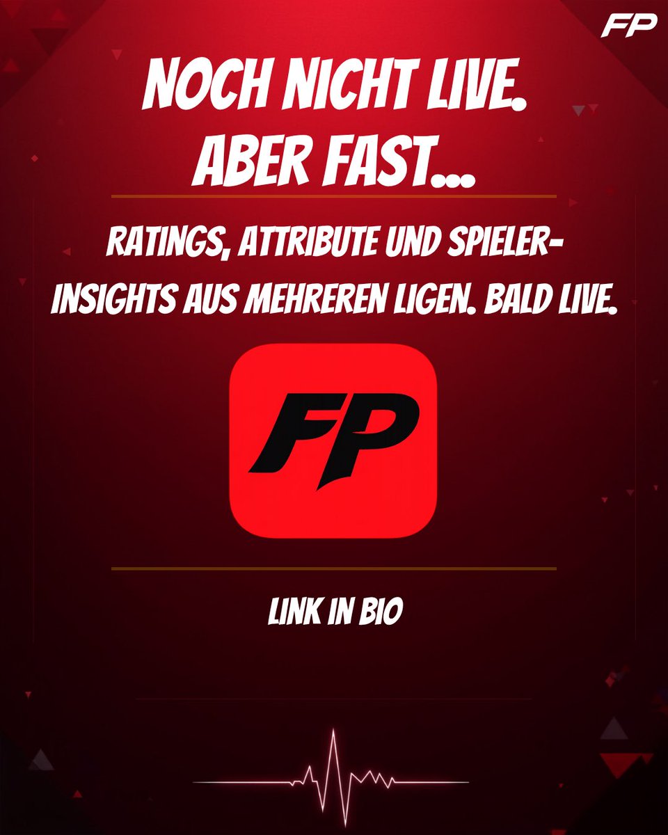 FootPulseDE's tweet photo. Schluss mit ungenauen Stats. ⚡
Vergiss halbe Wertungen – Footpulse geht bald in die Beta! 🧪
 📊 Präzise Player Ratings &amp; Performance-Muster
 🗓️ Alle Spielpläne &amp; Match-Data auf einen Blick
🔥 Willst du als Erstes in die Beta?
Sichere dir deinen Platz – Link direkt in der Bio! https://t.co/OdKLz3ben9