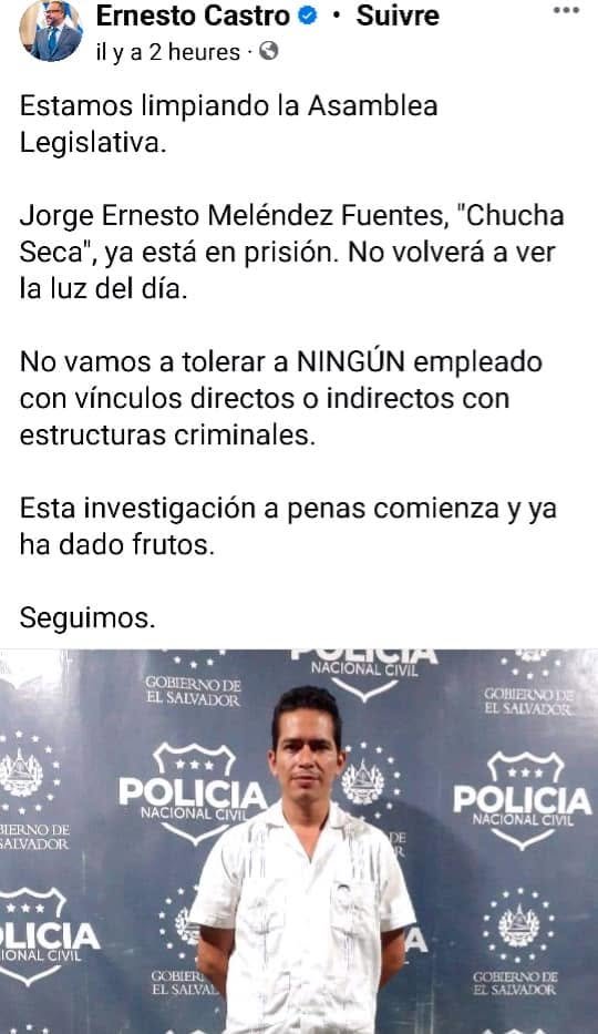 ElTrompudo2022's tweet photo. 🚨 SON CÍNICOS : utilizaron a pandilleros para sus objetivos políticos y después se lavaron las manos!

Hace meses capturaron a "Chucha Seca", pandillero responsable del equipo de la campaña política de Ernesto Burro Cuto Castro, presidente de la Asamblea Legislativa.

El mismo Castro publicó que Chucha Seca "nunca más volverá a ver la luz del día".

Y esto es así. La Asamblea está llena de empleados pandilleros. La PNC y el Ejército mantienen en sus filas a miles de pandilleros. Las alcaldías  de Nuevas Ideas están cundidas de pandilleros. Los custodios en centros penitenciarios son, en su mayoría, pandilleros.