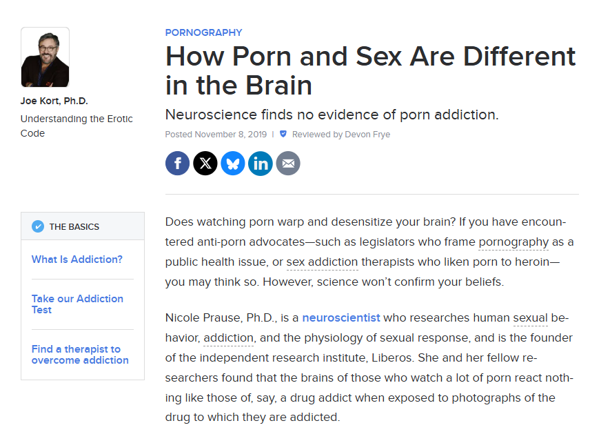 SuperBearNeo's tweet photo. Porn Addiction is not a thing...

Saying that "Porn Addiction" exists because you watch a tons of porn is the same as saying someone has a "Game Addiction" because they spent 100 hours in Skyrim...

tl;dr Porn itself isn't harmful. At worse a person has compulsive behavior... https://t.co/2JrzbyYIVi