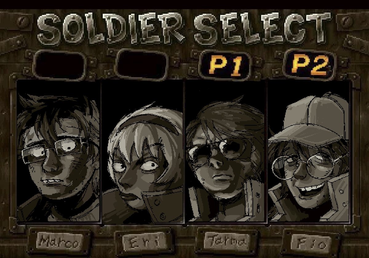 hey_its_cupid13's tweet photo. i drew the beta kids as the characters from metal slug Ignore the fact that theyre grey and that i referenced their lit up portraits and that i just drew over a screenshot and https://t.co/VAectUFZkE