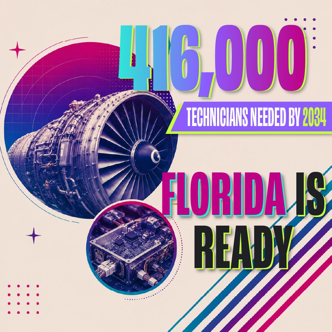 SpaceFlorida's tweet photo. The aerospace industry will need an estimated 416,000 new technicians globally by 2034. Florida's high schoolers are already answering the call: 13,000+ in just the first two years of the Space Florida Academy Program. https://t.co/tZt8B6YCPe