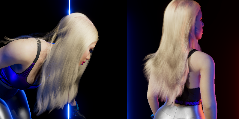MastTwentySix's tweet photo. Graphical/stability improvements to Skylar's hair in work-in-progress Snowboarding game. https://t.co/ItPwehEPUl