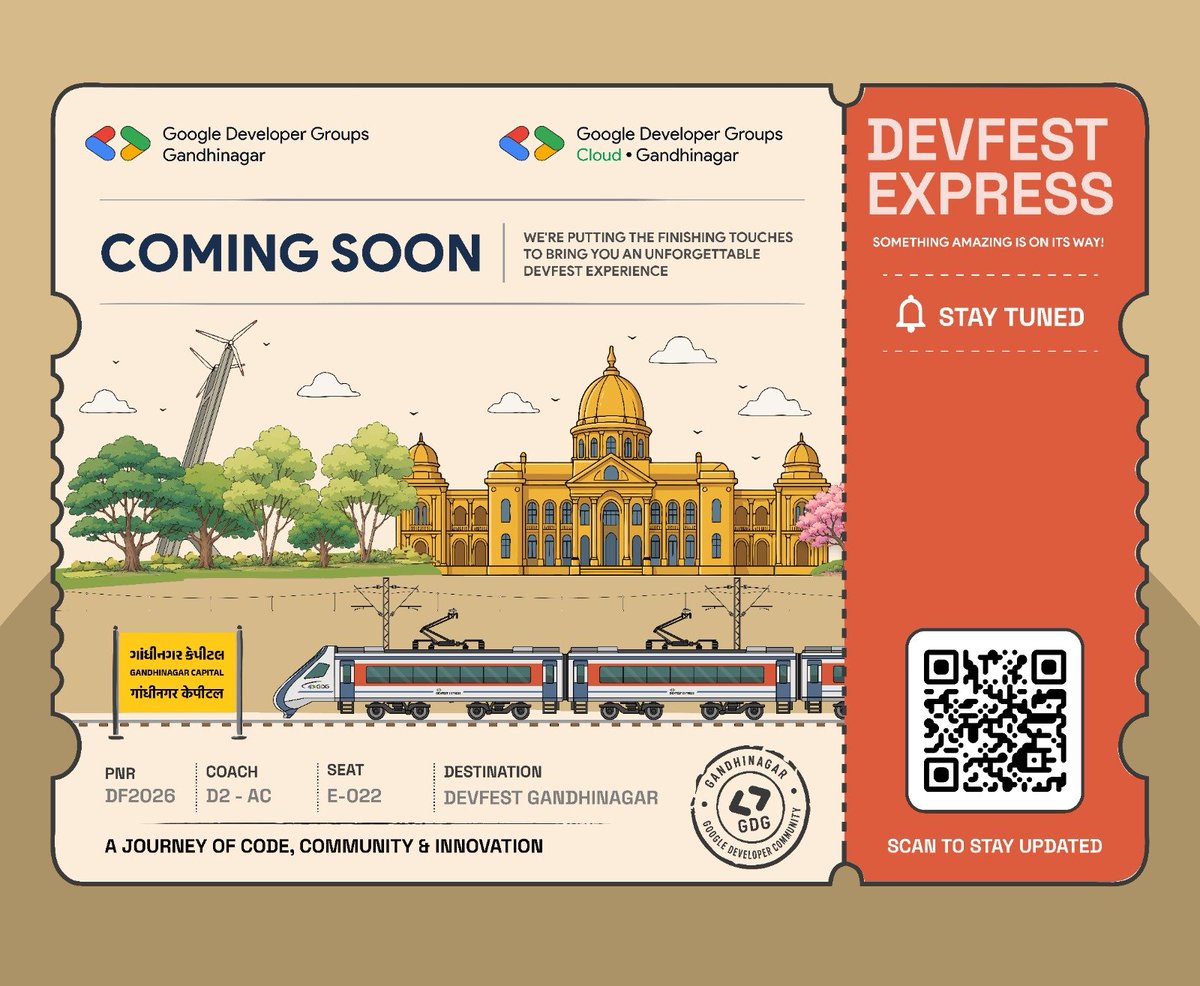 GDGCloudGN's tweet photo. DevFest Gandhinagar 2026 is coming! π
AI β’ Google Cloud β’ Web β’ Android β’ Flutter β’ Open Source & more. π
ποΈ Early Bird Waiting List: https://t.co/y7k7OxhaB8β¦
π https://t.co/FsQFdVw2hL
π Gandhinagar, Gujarat
#DevFest2026 #GDGGandhinagar #DevFestIndia https://t.co/VaHSL6C9Te