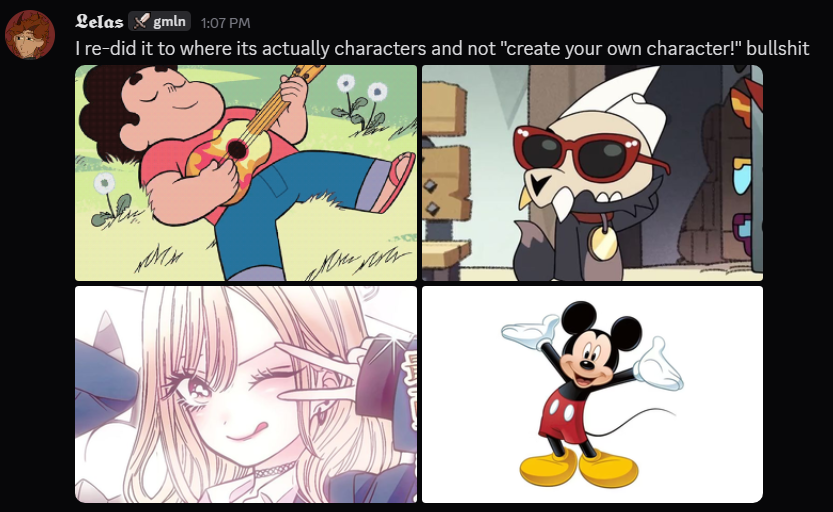LilLambAuthur's tweet photo. Saw this trend of "Search "my characters" on pinterest and the first four you get- why is this fuck ass mouse here </3 #trend #funny #mickeymouse #kingtheowlhouse #stevenuniverse #AnimeCommunity https://t.co/SmXNtsNWL7