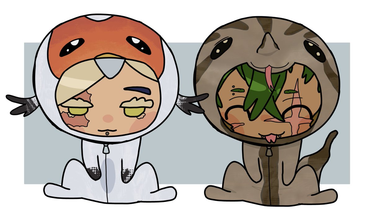sasamajkemi's tweet photo. #stringsnake chibi chudlings with their spiritual animals https://t.co/kGrDxLc4hK