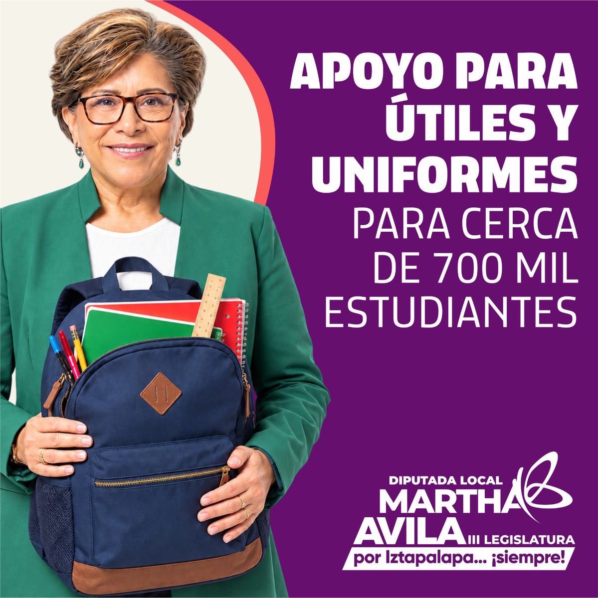 MarthaAvilaCDMX's tweet photo. En la Ciudad de México, cerca de 700 mil estudiantes son beneficiarios del apoyo para útiles y uniformes escolares, como parte de una política que acompaña su educación y ayuda a reducir desigualdades.
Desde el Congreso aprobamos el presupuesto que hace posibles estos apoyos, porque respaldar la educación también es cuidar la economía de las familias y el futuro de nuestras niñas, niños y jóvenes.
