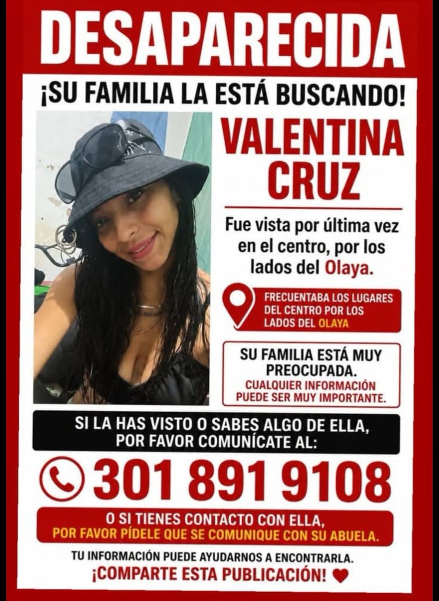 JUANCAELBROKY's tweet photo. 🚨 En Pereira están buscando a Valentina Cruz, se ubicaba por los lados del Olaya. Cualquier información al 3018919108. @Alcaldiapereira @DefensaCivilCo @cruzrojacol https://t.co/SEzvukPUSG