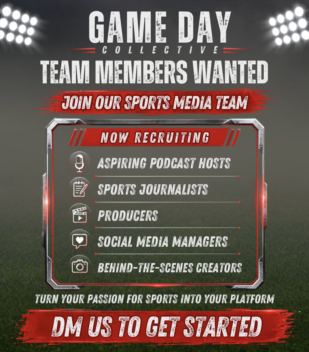 GDCSportsMedia's tweet photo. We are looking for aspiring sports journalists, podcast hosts, and team members! 

Reach out to us or @realJoshMahler through DM if you’re interested! https://t.co/7q76KFuoSH