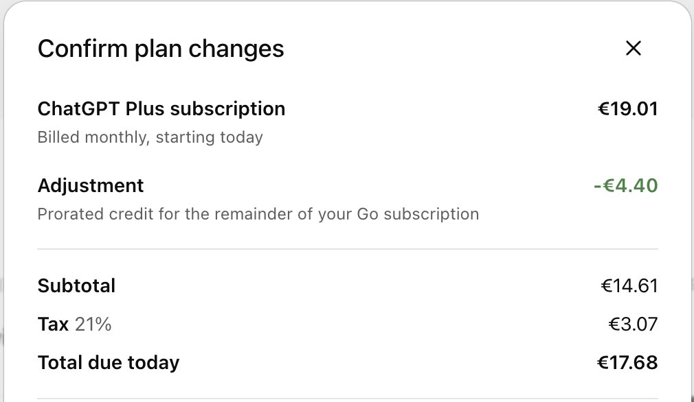UbaidRButt's tweet photo. I don't know if this is how it works with other subscriptions at other companies but this was such a nice gesture. I went in expecting that the remainder of my Go subscription would go to waste once I upgrade to Plus but not really. Loved it. @OpenAI https://t.co/R5AIuCSBq9