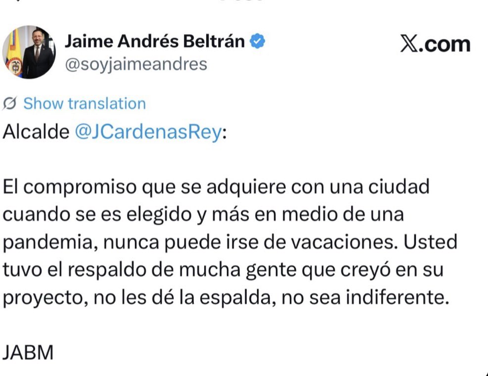 AlejoToroAnt's tweet photo. @soyjaimeandres Siempre hay un trino señor ministro de vivienda  ¡la citación para moción de censura va porque va! https://t.co/MObhCcCOJH