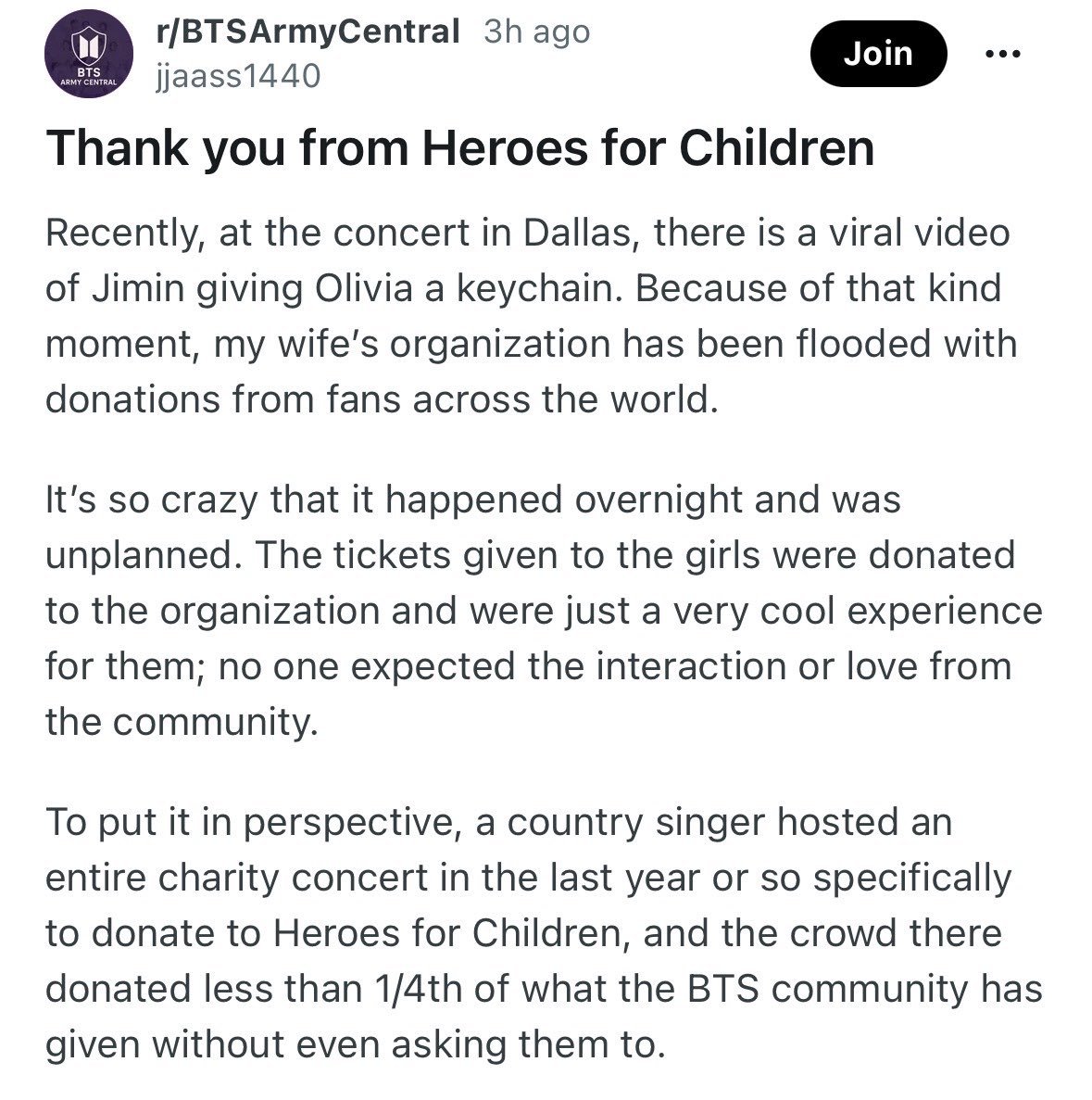 jmpopbase's tweet photo. Jimin's viral moment with Olivia sparked a global wave of support for Heroes for Children, with donations surpassing four times the amount raised by one of the organization's charity concerts https://t.co/3p9KP6vgBJ