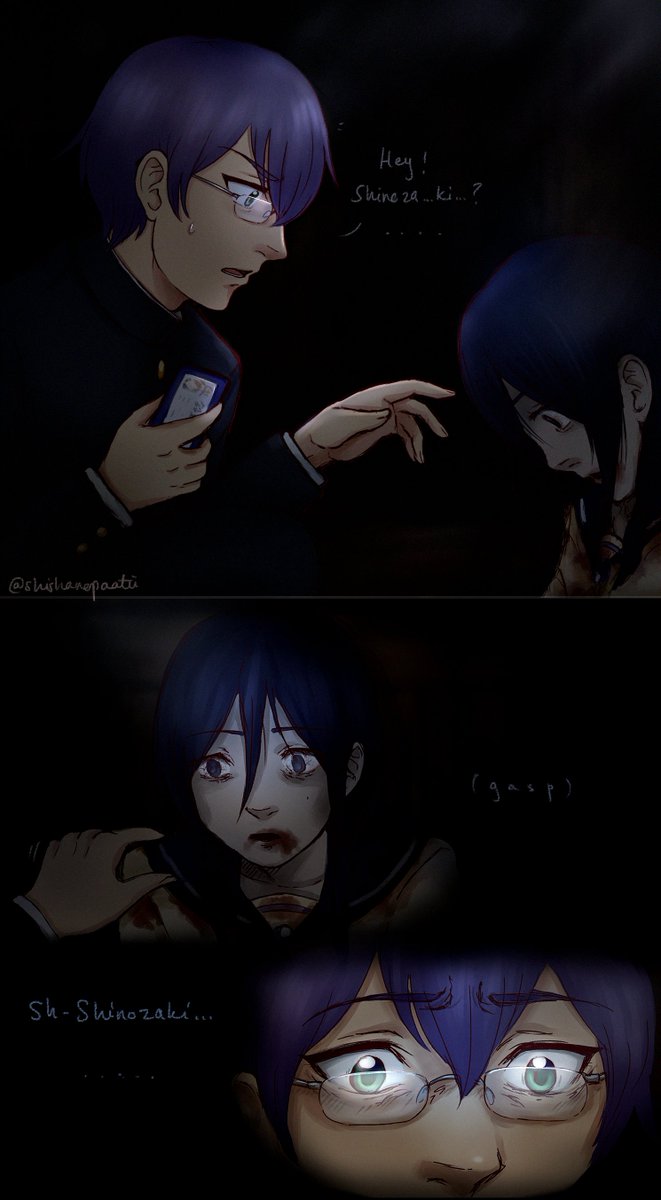 shishanopaatii's tweet photo. book of shadows ch 5 shangri-la, wrong end #4

i always wished people acknowledged this wrong end more, specifically the first half of it, and the implications it has for morishige's character. since it's all a black screen, i gave it visuals. #corpseparty #コープスパーティー https://t.co/LjiRnE4mEI