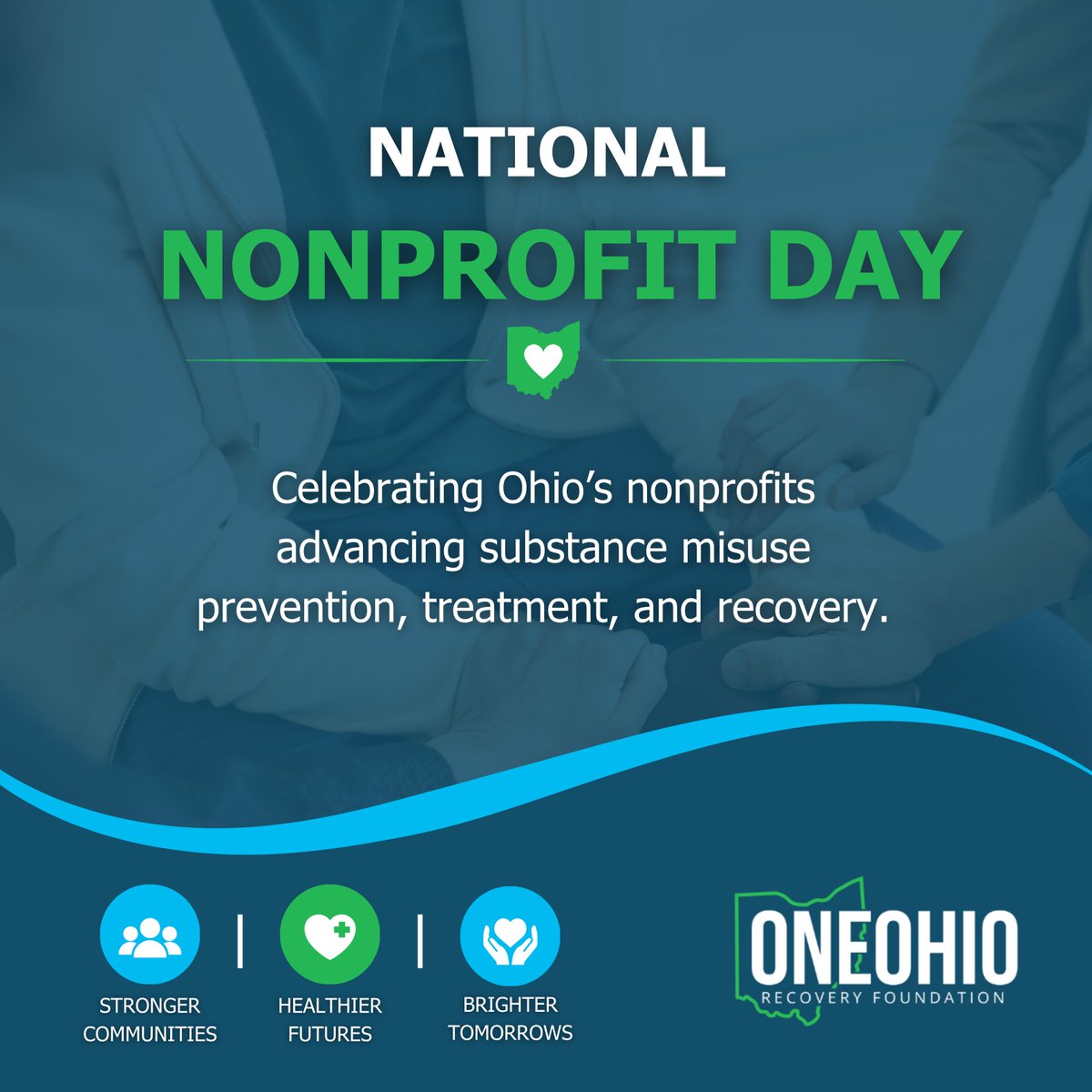 1OhioFoundation's tweet photo. On #NationalNonprofitDay, we celebrate the nonprofits across Ohio that strengthen communities, support families, and change lives. We’re proud to partner with other nonprofit organizations advancing substance misuse prevention, treatment, and recovery. 💙💚 https://t.co/w3mLlXPoNe