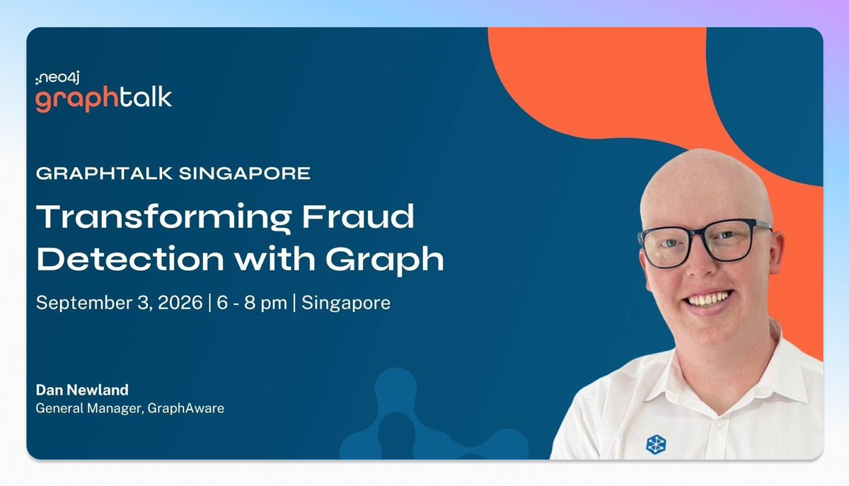 graph_aware's tweet photo. Fraud hides in the connections, not the transactions.
Our General Manager, Dan Newland, joins Neo4j's GraphTalk Singapore.

👉 2 sessions + a live GraphAware Hume demo on investigating fraud rings.

Register to meet up: https://t.co/OLrbnKc9RF

#FraudDetection #GraphTechnology https://t.co/mwzmgzr9QU
