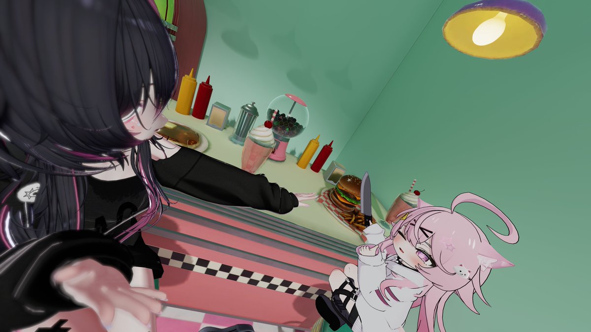 TsukiyoVRC's tweet photo. Is it worth it to risk my life?🍟🍔
🗺️PhotoBooth「Proof」_Misc 02 Byぞえあちゃん＊Zoeachan
 #vrchat #VRC_photography https://t.co/Oz5zRU9Chr