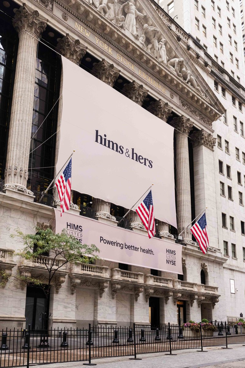 NYSE's tweet photo. Helping the world feel great through the power of better health. 

Here's to 5 years of being NYSE-Listed 🔔 $HIMS 
@wearehims | @wearehers https://t.co/rjQagjCfYa