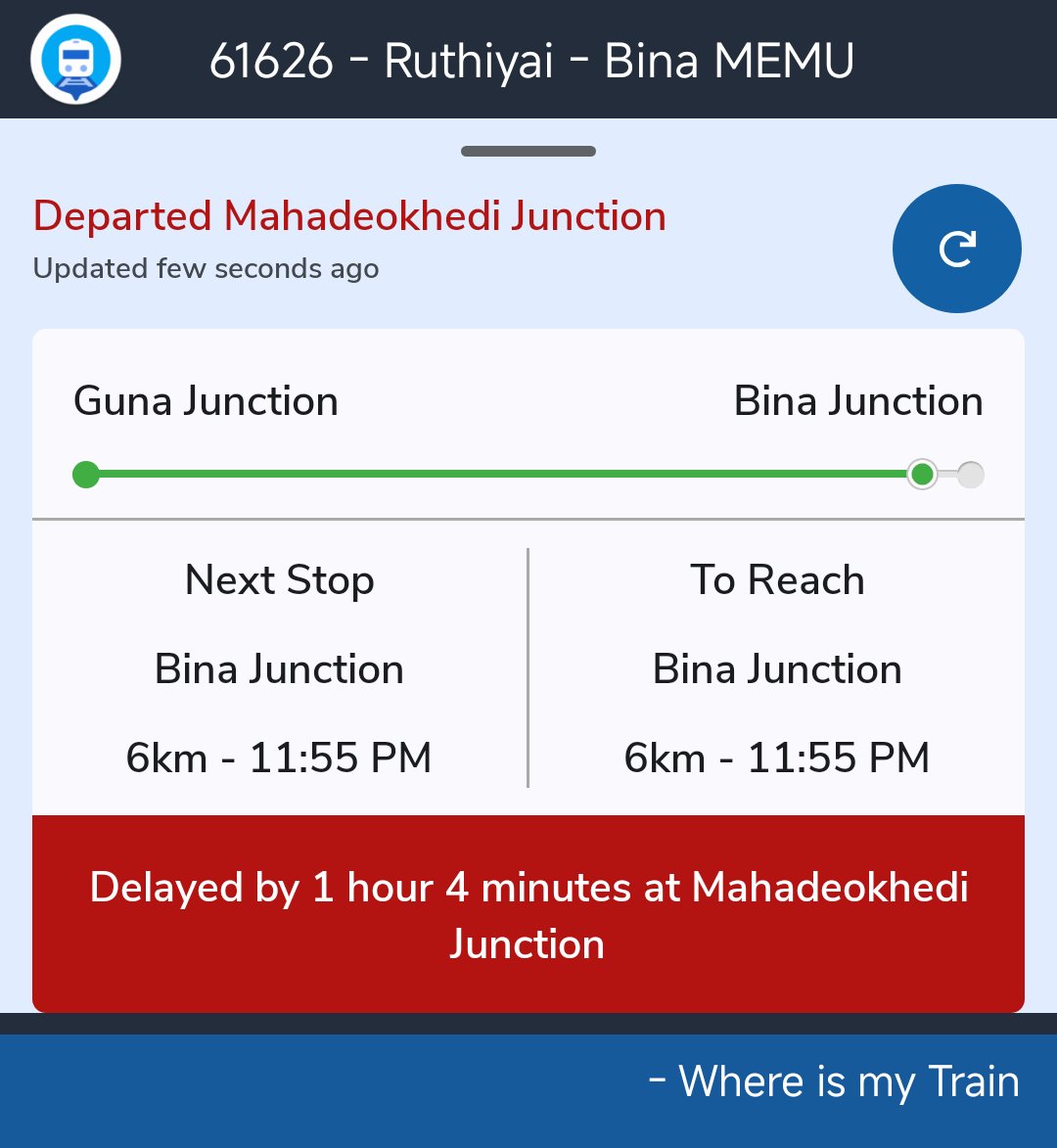jeetnamdev0426's tweet photo. Check out the running status of Ruthiyai - Bina MEMU

 https://t.co/LM67q2aQ1j https://t.co/wWhZpnCFR5