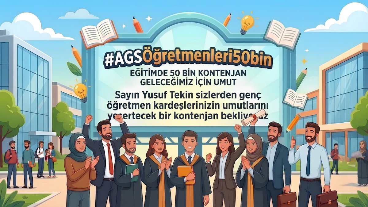 Canglgeography's tweet photo. Eğitimin kalitesini artırmak ve öğrencilere ulaşmak için genç kadrolar elzemdir. 2026 AGS için 50.000 kontenjan talep ediyoruz.
@Yusuf__Tekin @memetsimsek @oktay_saral @cftcblnt @PrfDrFilizKilic @TalipGeylan06 @edipuzen #AGSÖğretmenleri50bin https://t.co/pH62PVY6ar