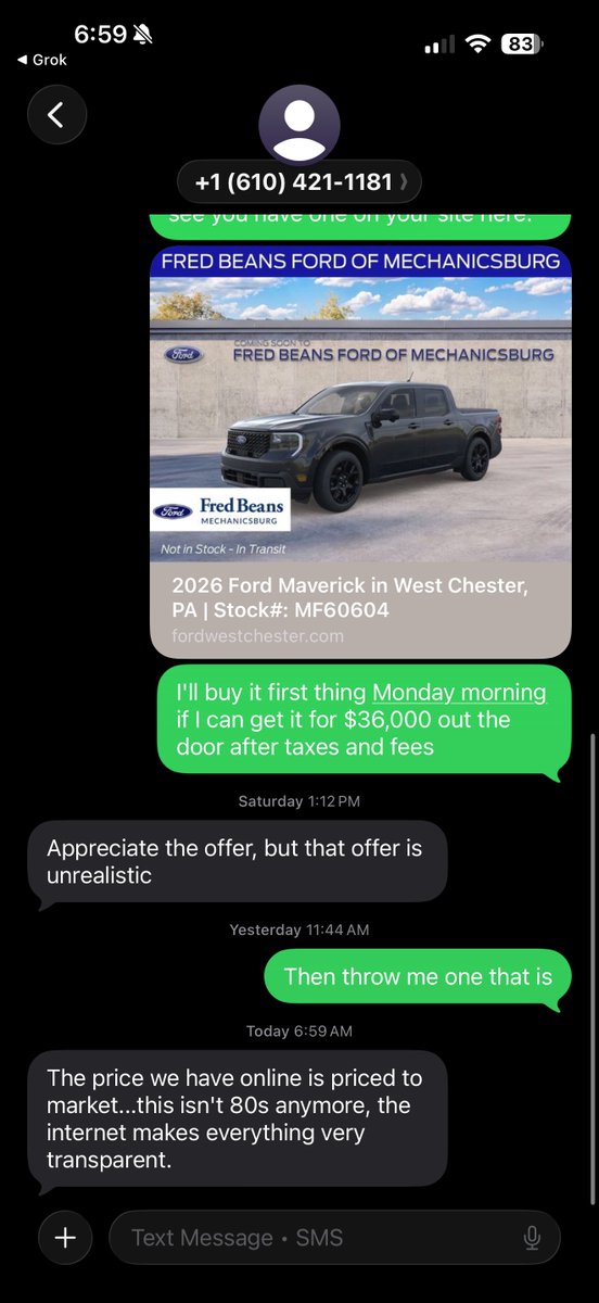 HunterMccrossan's tweet photo. Hey @Ford - this is your customer support? 
#ford #fordtruckmonth #fordUSA #customersupport #customerservice #fredbeansofwestchester https://t.co/JB2VQ5n7YH