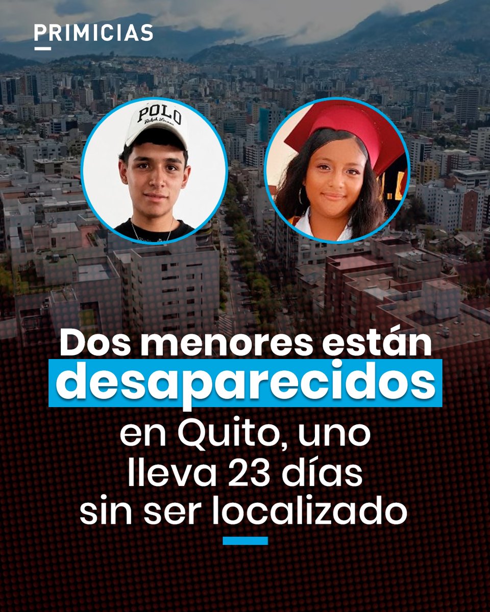 Primicias's tweet photo. Elías Baldeón, de 14 años, perdió contacto con su familia el 25 de julio en el norte de Quito. Mientras que Meredy Orosco, de 17, fue vista por última vez el 16 de agosto en La Ferroviaria.
https://t.co/LBi7DazJIG https://t.co/mtGgGdMBDM