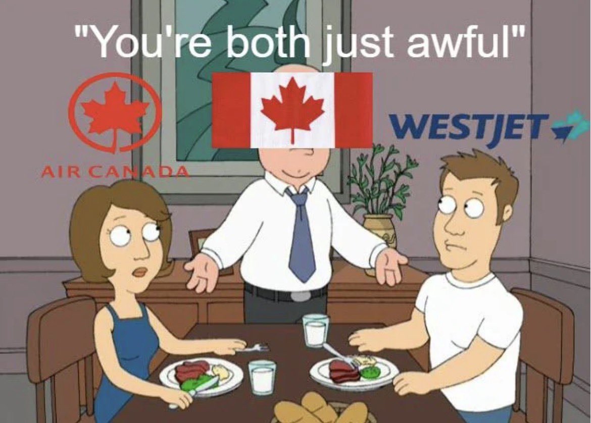 CanaduhOh's tweet photo. Canadians trying to choose an airline: https://t.co/lzBeWCpQOj