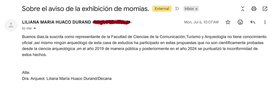 JosephAPWilson1's tweet photo. The Dean of Archaeology at UNICA vastly outranks the anthropologist @Rogerzua , and this lack of official support by his own department should be noted whenever claims about this university's official positions are made publicly. #JusticeForNazca https://t.co/5p3iMcGwL8