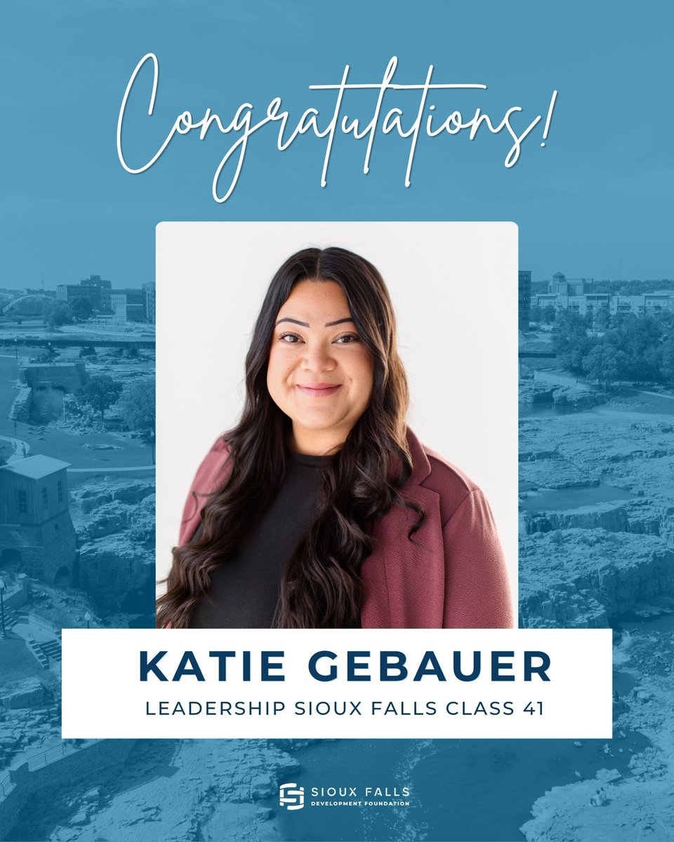 DevelopSF's tweet photo. Please join us in congratulating our very own Katie Gebauer on being named to Leadership Sioux Falls Class 41 by the @GreaterSFCC! 🥳

See the full class listing: https://t.co/qLLGzlnxPz https://t.co/R5KRqUJUVl