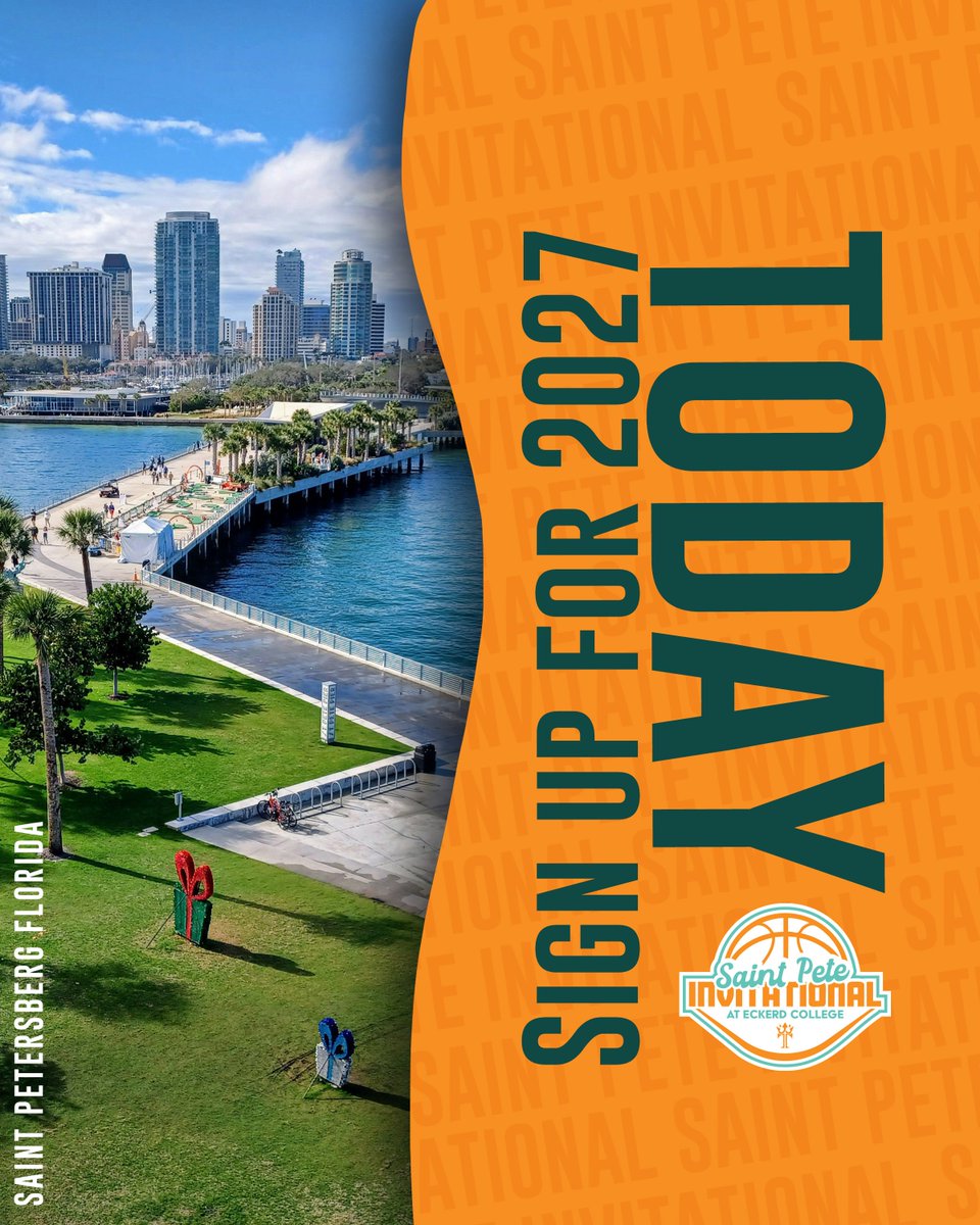 SaintPeteInvite's tweet photo. Spots are still available for the 2027 Saint Pete Invitational! 🏀☀️

Bring your D2 women’s basketball program to Florida’s Gulf Coast for great competition and an unforgettable experience.

Get your custom proposal:
https://t.co/11tXb3MmGu

#D2WBB #SaintPeteInvitational https://t.co/bvSvOCyQJh