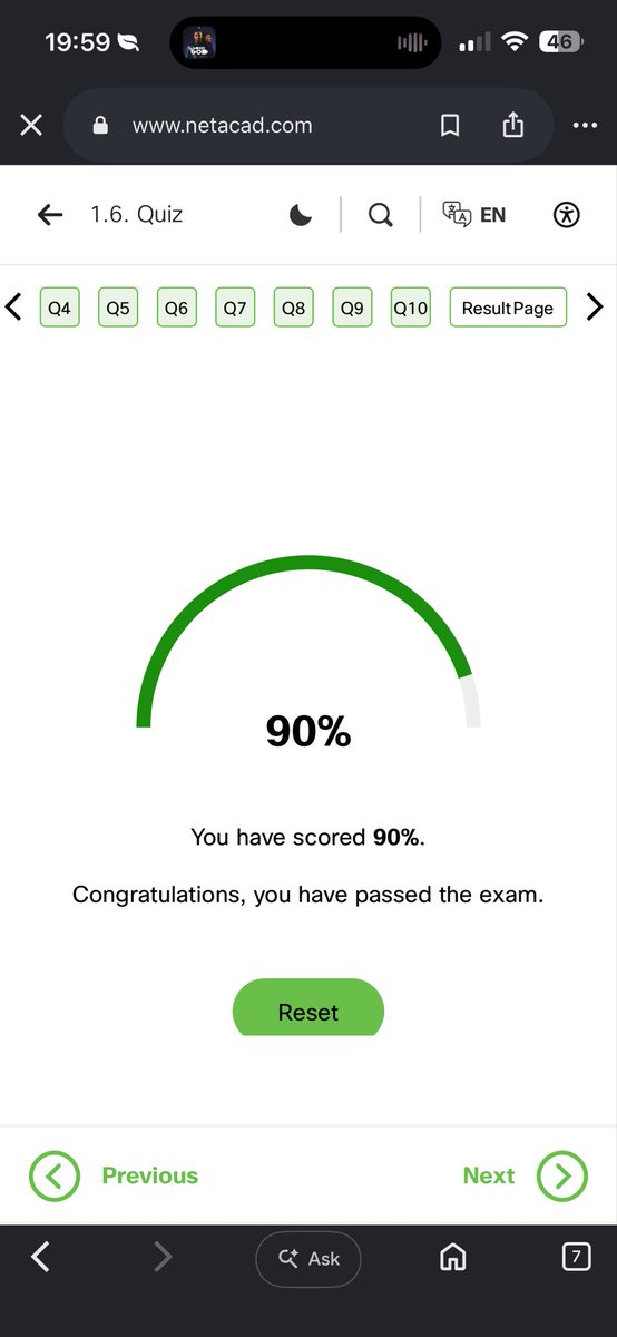 Babyifeh07's tweet photo. Another day of learning cybersecurity 
Today I learned about vulnerabilities, password attacks, APTs, malware, encryption, access control, Wi-Fi security, VPNs and data protection.
Put my knowledge to the test and scored 90% on the quiz! Small progress, but I’m proud of it. https://t.co/DV5rmoDhUM