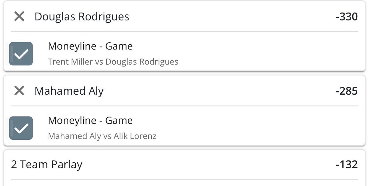 TurtleUFC's tweet photo. 🚨 DWCS Week 2 Early Bet 🚨

2.64 U Parlay: Mahamed Aly -285 ov Alik Lorenz / Douglas Rodrigues -330 ov Trent Miller

#ufc #ufcbet #prizepicks #underdogfantasy #draftkings   #fanduel
#dwcs #danawhite #betonline #contenderseries #dwcsweek2 https://t.co/WhqduePp2J