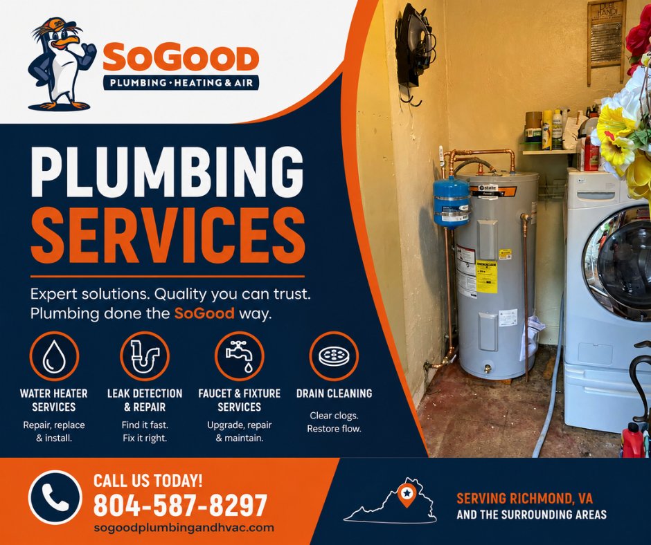 SoGoodHVAC's tweet photo. From slow-draining showers and running toilets to crawl space moisture protection, your home’s plumbing needs a steady, experienced hand. The team at SoGood handles every project, big or small, with unmatched attention to detail and clean, respectful service. https://t.co/9KkJw3kPRB