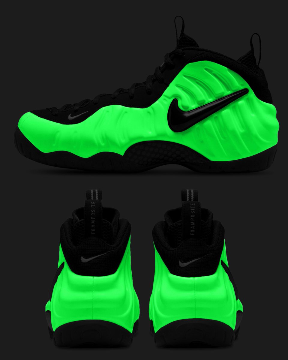 zSneakerHeadz's tweet photo. The “Glow-in-the-Dark” Nike Air Foamposite Pro PRM has been PUSHED BACK to October 16 🔦💚 https://t.co/PZBZWXH1sA