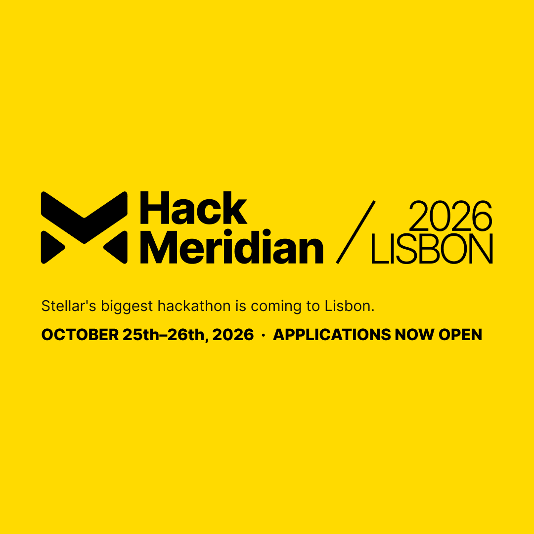 BuildOnStellar's tweet photo. Olá, Lisboa! 🇵🇹
Stellar's biggest hackathon is about to take over your city.
#HackMeridian2026: October 25th to 26th.
Applications open now. Link below ↓ https://t.co/B2ROy2hDYx