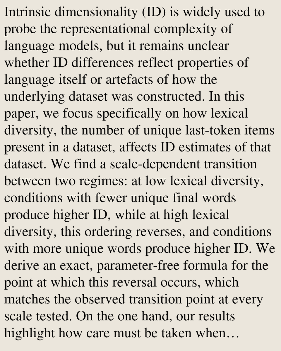 HEI's tweet photo. Local and Global Regimes of Geometric Complexity in Language Model Representations

Arwa Osman, Marco Baroni, Iuri Macocco
https://t.co/ynYiD0r7Ug [𝚌𝚜.𝙲𝙻] https://t.co/8736gXmvDH