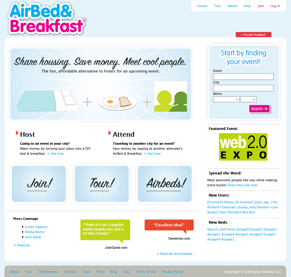 WebDesignMuseum's tweet photo. In August 2008, the AirBed &amp; Breakfast website was launched. In March 2009, the name of the company was shortened to Airbnb.

#InternetHistory https://t.co/Ly0CdW1osI